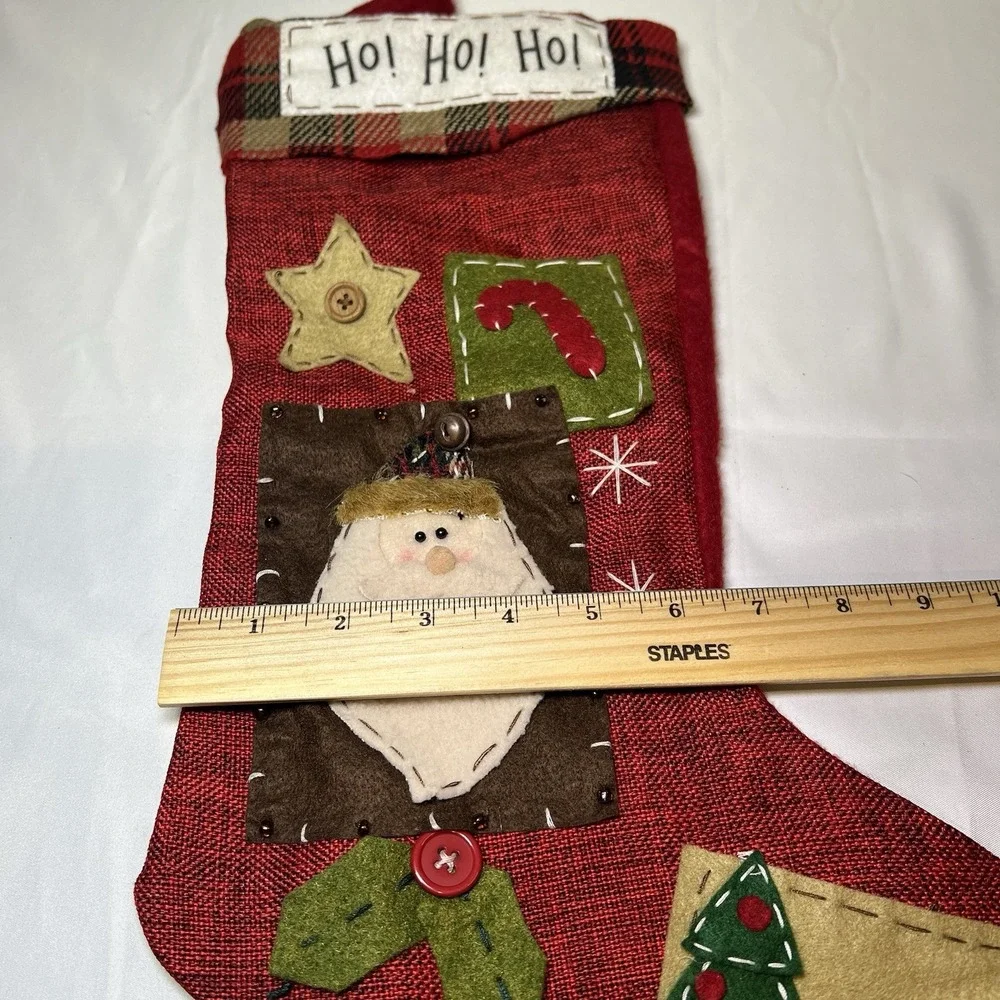 Hobby Lobby Christmas 2010 Stocking‎ Country Cottage Whimsical Santa Stitched